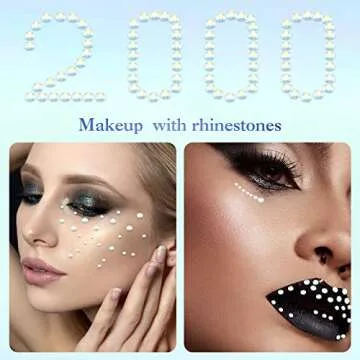 2000 Pieces Flat Back Gems Rhinestones 6 Sizes (1.5-6 Mm) Round Crystal Rhinestones with Pick up Tweezer and Rhinestones Picking Pen for Crafts Nail Clothes Shoes Bags DIY Art (White)