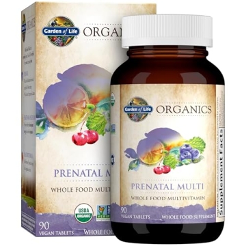 Garden of Life Organics Women’s Prenatal Multivitamin with Vitamin D3, B6, B12, C & Iron, Folate f...