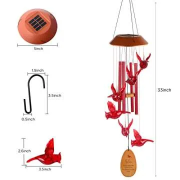 Enchanting Cardinal Bird Solar Wind Chimes for Home