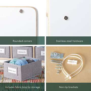 Guidecraft EdQ Shelves and 10 Bin Storage Unit- White: Display Shelf Storage Organizer for Home, School and Office; Wooden Book Cubby and Toy Shelf