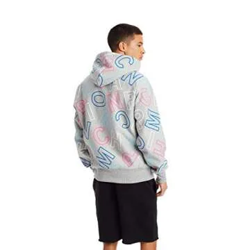 Champion Sweatshirt Reverse Weave, Hoodie for Mens, Multiple Graphics, Oxford Gray Heather/Word SOP C2-551280, Small