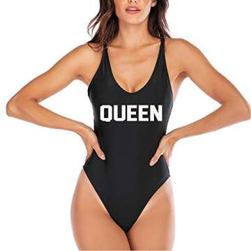 Mommy and Me Matching Family Swimwear Queen & PRINCESS One Piece Mother Daughter Girl Swimsuits Cros...