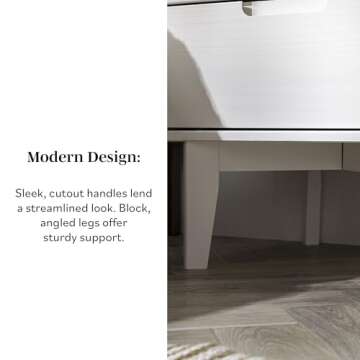 Walker Edison Furniture AZR2DSLNSWH Solid Wood 2-Drawer Groove Handle End Side Table Nightstand with Storage, 24" H, White