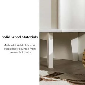 Walker Edison Furniture AZR2DSLNSWH Solid Wood 2-Drawer Groove Handle End Side Table Nightstand with Storage, 24" H, White