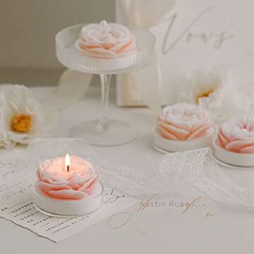 Rose Flower Shaped Scented Candle,Handmade Aroma Soy Wax Decorative Candle for Table Photo Prop Birthday Gift,Prefect for Meditation Stress Relief Mood Boosting Bath Yoga (Pink)