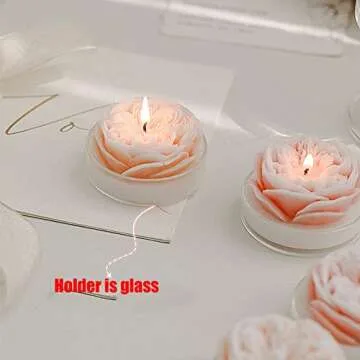 Rose Flower Shaped Scented Candle,Handmade Aroma Soy Wax Decorative Candle for Table Photo Prop Birthday Gift,Prefect for Meditation Stress Relief Mood Boosting Bath Yoga (Pink)