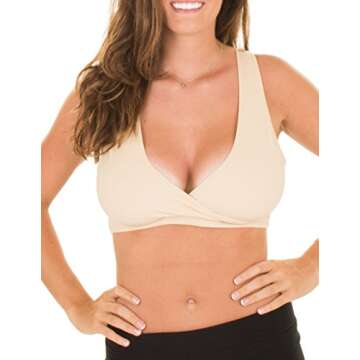 Caramel Cantina 4 Pack Nursing Maternity Women’s Sleep Comfort Bralette Bra (Large, Basics)
