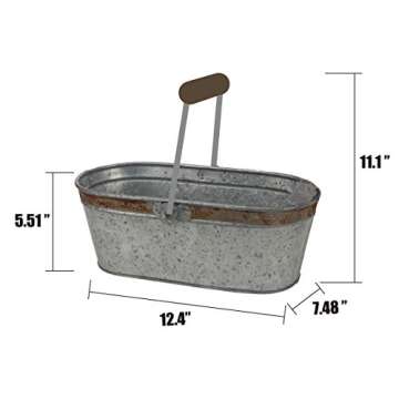 Stonebriar Rustic Metal Oval Bucket for Home Decor