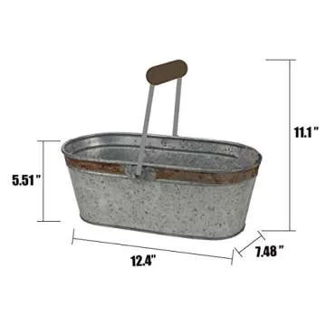 Stonebriar Rustic Metal Oval Bucket for Home Decor