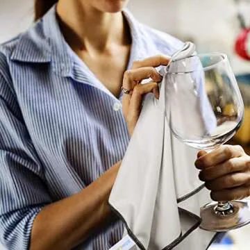 SINLAND Microfiber Glass Polishing Cloths Large Size Thick Lintless Drying Towels for Wine Glasses Stemware Dishes Stainless Appliances 20 Inch X 25 Inch Pack of 2 Grey