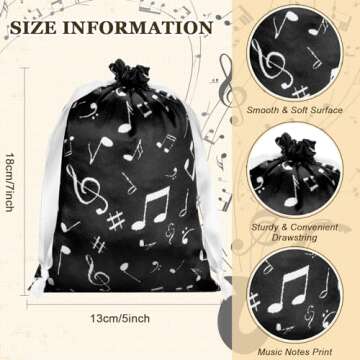 Wesnoy 24 Pcs Music Notes Gift Bags Musical Note Drawstring Treat Bag Music Decorations Party Favor ...