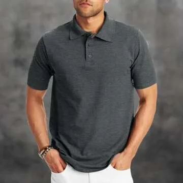 Hanes Men's Short Sleeve X-Temp W/ FreshIQ Polo, Charcoal Heather, X-Large