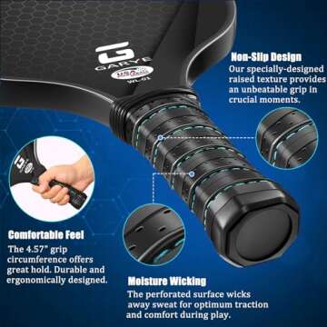 GARYE Pickleball Paddles Set of 2, USAPA Approved Carbon Fiber Pickleball Set, Lightweight Graphite Rackets 2 Pack with 6 Balls, 1 Pickleball Bag for Men and Women