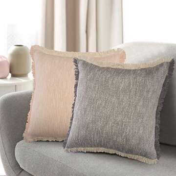 LR Home Aspen Polyfill Throw Pillow in Light Pink/Cream