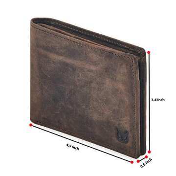 Real Leather Mens Bifold Wallet RFID Blocking Slim Minimalist Front Pocket - Thin & Stylish with ID ...