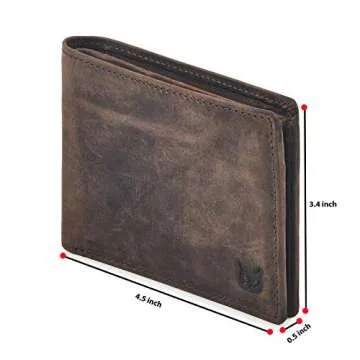 Real Leather Mens Bifold Wallet RFID Blocking Slim Minimalist Front Pocket - Thin & Stylish with ID ...