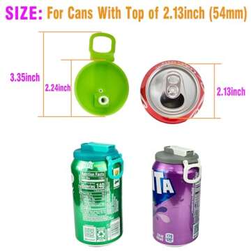 2 Color Soda Can Lids with Straw- Set of 2, Reusable pop can lids for Canned,BPA-Free Can Covers for Soda, Leak-Proof Design(Green & Grey)