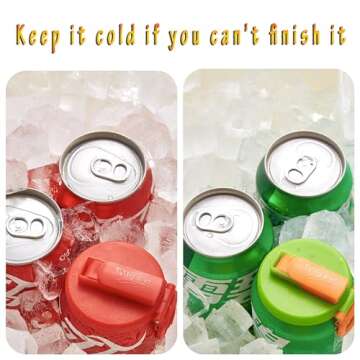 2 Color Soda Can Lids with Straw- Set of 2, Reusable pop can lids for Canned,BPA-Free Can Covers for Soda, Leak-Proof Design(Green & Grey)