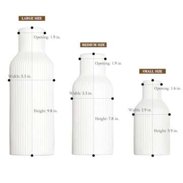 TrendEcoHome White Ceramic Vases Set of 3,Farmhouse Decor, Home Decor, Pampas Grass Vases for Kitchen, Bedroom, Office, Living Room, Bathroom, Wedding, Entryway, Table Centerpieces, Gifts Women Mom