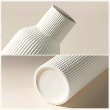 TrendEcoHome White Ceramic Vases Set of 3,Farmhouse Decor, Home Decor, Pampas Grass Vases for Kitchen, Bedroom, Office, Living Room, Bathroom, Wedding, Entryway, Table Centerpieces, Gifts Women Mom