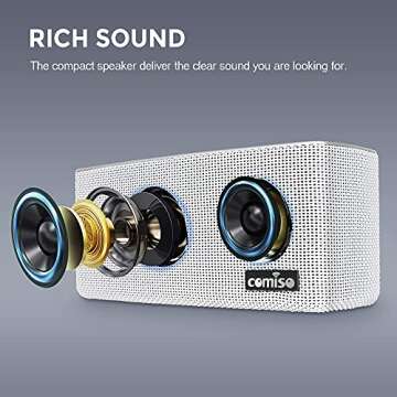 comiso Bluetooth Speakers, 20W Loud Wood Home Audio Outdoor Portable Wireless Speaker, Subwoofer Twe...