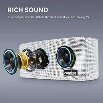 comiso Bluetooth Speakers, 20W Loud Wood Home Audio Outdoor Portable Wireless Speaker, Subwoofer Twe...