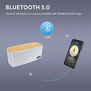 comiso Bluetooth Speakers, 20W Loud Wood Home Audio Outdoor Portable Wireless Speaker, Subwoofer Tweeters for Super Bass Stereo Sound Bluetooth 5.0 Handsfree 24H Playtime
