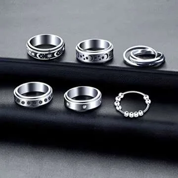 MUCAL Fidget Rings for Anxiety Stylish Spinner Set