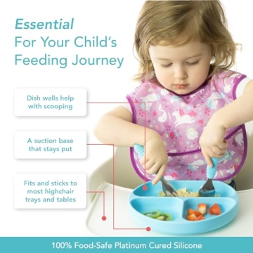 Bumkins Silicone Grip Dish Suction Plate for Toddlers