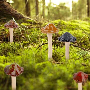 Exttlliy 8Pcs Ceramic Garden Mushrooms Figurine Decorative Plants Stakes Accessories Lawn Ornaments ...