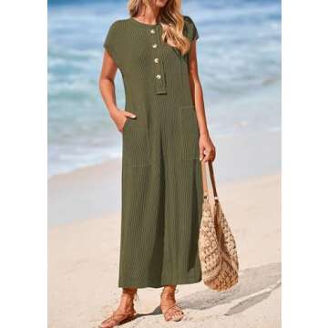 KIRUNDO Womens Ribbed Knit Henley Maxi Dress for Summer