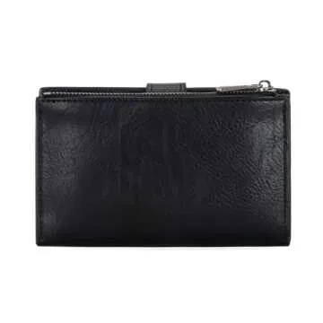 Wrangler Wallet for Women Bifold Card Holder with Zipper Pocket Ladies Clutch Purse with ID Window Black