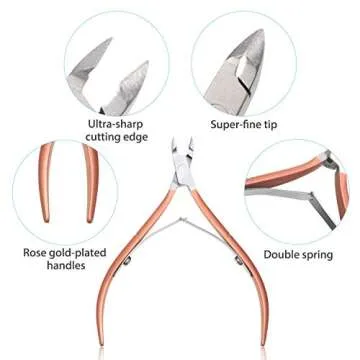 Mudder 3 Packs Cuticle Nippers Cutter Tool Stainless Steel Nail Cuticle Trimmer Remover with Pointed Blade Scissors Pedicure Manicure Tool for Fingernails Nails Care and Toenails(Rose Gold)
