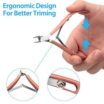 Mudder 3 Packs Cuticle Nippers Cutter Tool Stainless Steel Nail Cuticle Trimmer Remover with Pointed Blade Scissors Pedicure Manicure Tool for Fingernails Nails Care and Toenails(Rose Gold)