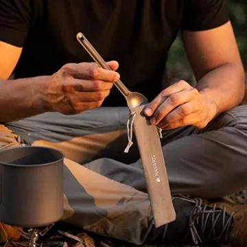 Navaris Titanium Long Handle Spoons for Camping & Backpacking