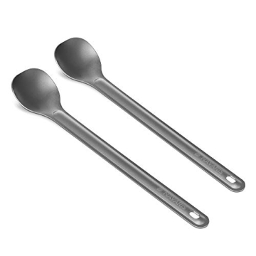 Navaris Titanium Long Handle Spoons for Camping & Backpacking