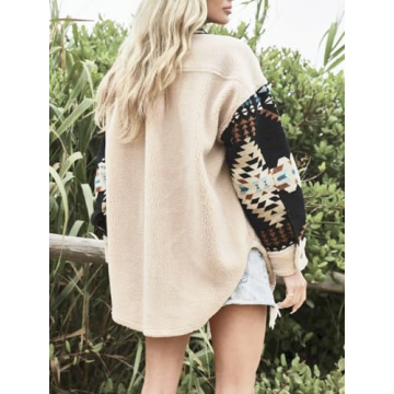 Yinawsky Women's Casual Fleece Aztec Jacket for Warmth