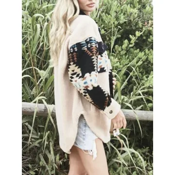 Yinawsky Women's Casual Fleece Aztec Jacket for Warmth