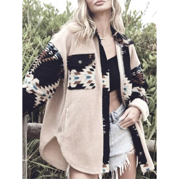 Yinawsky Women's Casual Fleece Aztec Jacket for Warmth