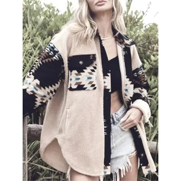 Yinawsky Women's Casual Fleece Aztec Jacket for Warmth