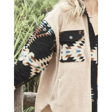 Yinawsky Women's Casual Fleece Aztec Jacket for Warmth