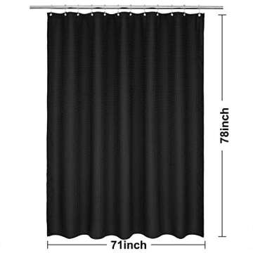 Barossa Design Long Waffle Weave Shower Curtain 71" W x 78" H - Hotel Luxury Spa, 230 GSM Heavy Weig...