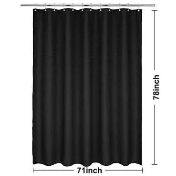 Barossa Design Long Waffle Weave Shower Curtain 71" W x 78" H - Hotel Luxury Spa, 230 GSM Heavy Weig...