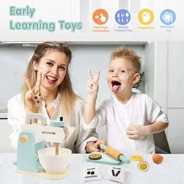 Frogprin Wooden Mixer Set for Kids' Pretend Play