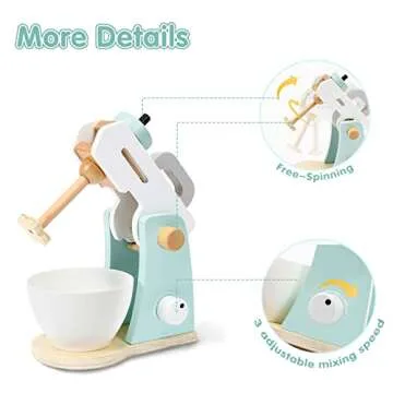Frogprin Wooden Mixer Set for Kids' Pretend Play