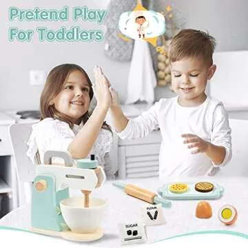 Frogprin Wooden Mixer Set for Kids' Pretend Play