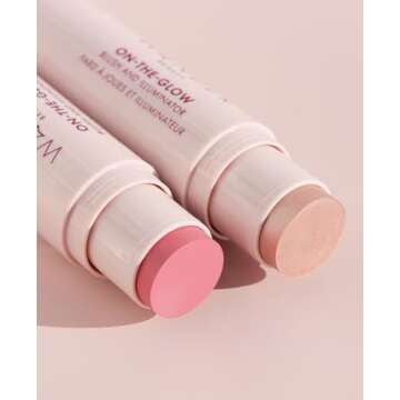 Wander Beauty On-the-Glow Blush and Illuminator - Petal Pink/Nude Glow - 7-in-1 Hydrating Cream Blus...