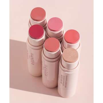 Wander Beauty On-the-Glow Blush and Illuminator - Petal Pink/Nude Glow - 7-in-1 Hydrating Cream Blush & Highlighting Stick - Stick Blush for Cheeks, Lip, & Body - Highlighter Makeup & Blush - 0.4 oz