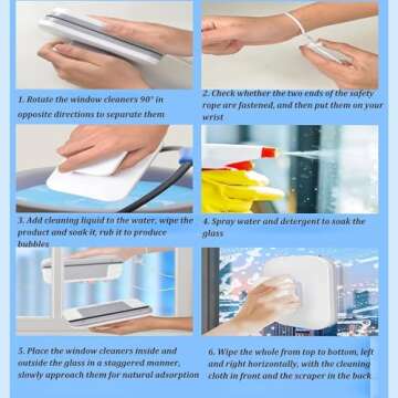 Magnetic Windshield Cleaner Tool, Magnetic Car Double-Sided Window Cleaner for Glass Thickness 3-5 Inch, Adjustable Magnetic Windshield Cleaner for High Rise and Car Glazed Windows