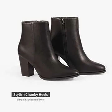 DREAM PAIRS Women's Stylish Ankle Boots with Chunky Block Heel - ANITA, Size 6.5, Black/Pu